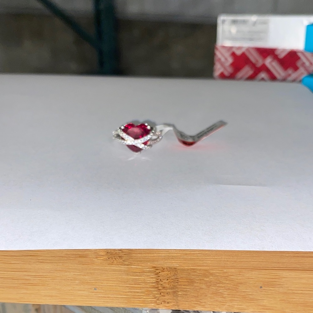 Sterling Silver Sapphire Ruby Heart Ring